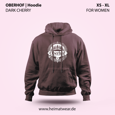 Hoodie für Frauen in der Farbe Dark Cherry mit dem Motiv Oberhof in der Größe XS bis XL von HeimatWear