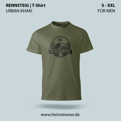 Urban Khaki T-Shirt für Männer mit dem Motiv Rennsteig in XS bis XXL