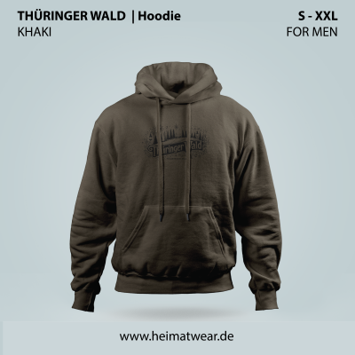 Thüringer Wald Hoodie in Khaki für Herren in der Größe S bis XXL