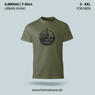 Ilmenau T-Shirt für Herren in der Farbe Urban Khaki mit dem Motiv Ilmenau in der Größe S bis XXL