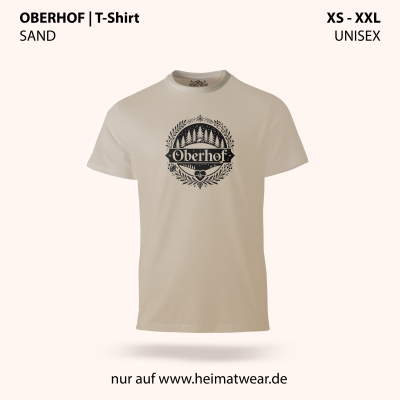 T-Shirt in Unisex in der Farbe Sand mit dem Motiv Oberhof in der Größe XS bis XXL