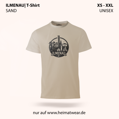 T-Shirt in Unisex in der Farbe Sand mit dem Motiv Ilmenau in der Größe XS bis XXL