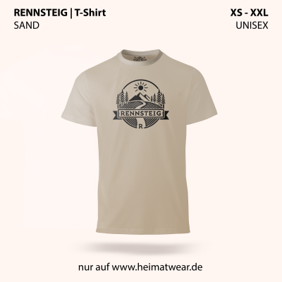 T-Shirt in Unisex in der Farbe Sand mit dem Motiv Rennsteig in der Größe XS bis XXL