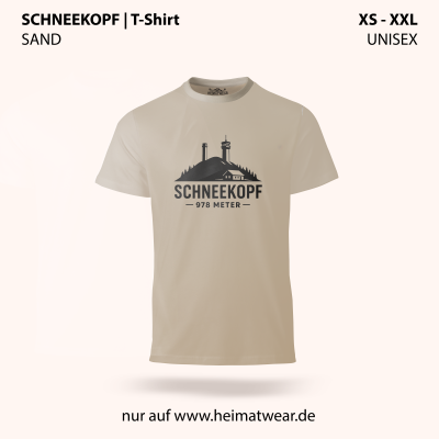 T-Shirt in Unisex in der Farbe Sand mit dem Motiv Schneekopf in der Größe XS bis XXL