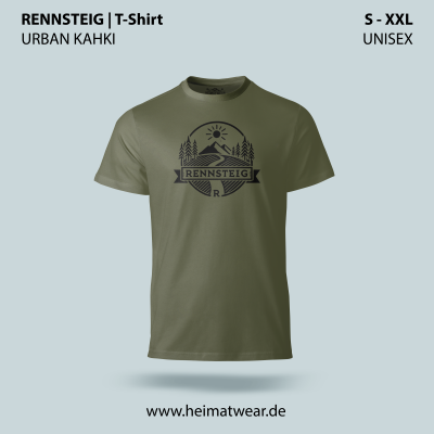 T-Shirt in Unisex in der Farbe Urban Khaki mit dem Motiv Rennsteig der Größe XS bis XXL
