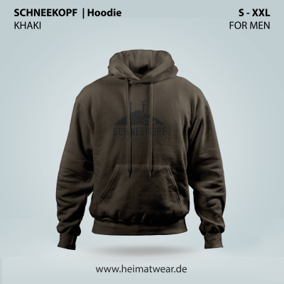 Schneekopf Hoodie in Khaki für Herren in der Größe S bis XXL