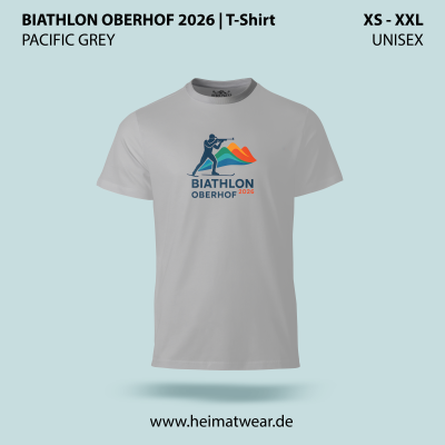 T-Shirt in Unisex in der Farbe Sand mit dem Motiv Biathlon Oberhof 2026 in der Größe XS bis XXXL